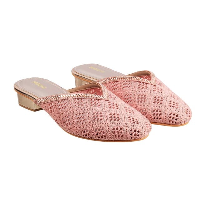 Mochi Women Pink Ethnic Slip Ons