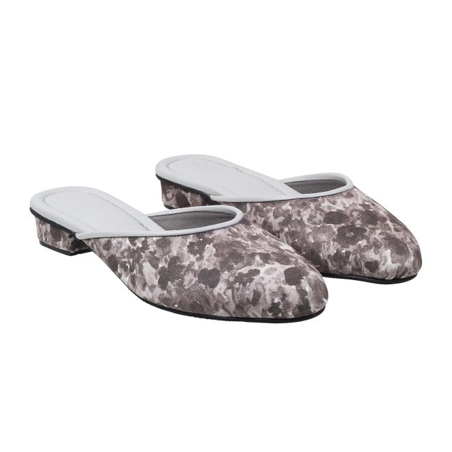 Mochi Women Grey Ethnic Slip Ons