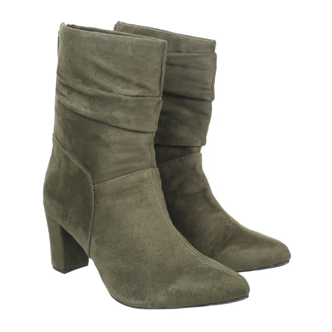 Mochi Women Olive Party Boots