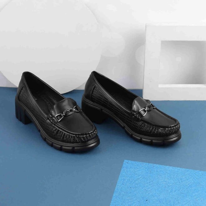 Mochi Women Black Casual Loafers