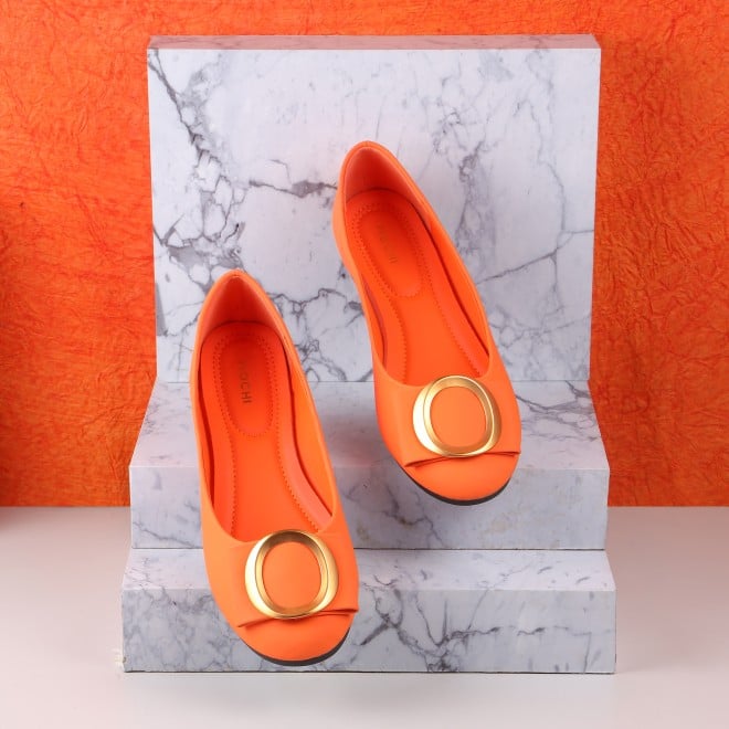 Mochi Women Orange Casual Ballerinas