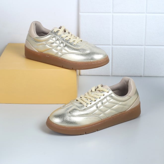 Mochi Women Gold Casual Sneakers