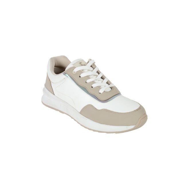 Mochi Women White Sports Walking Shoes