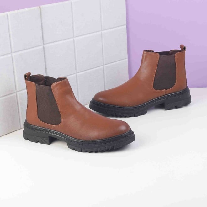 Mochi Women Tan Casual Boots (SKU: 31-655-23-37)