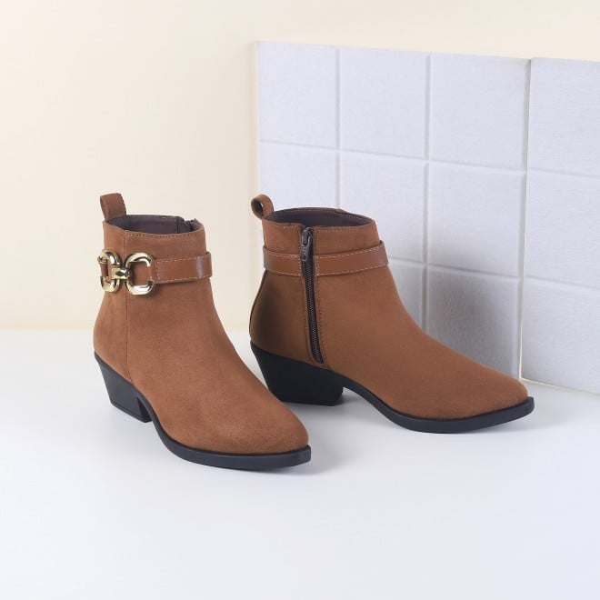 Mochi Women TanSuede Party Boots