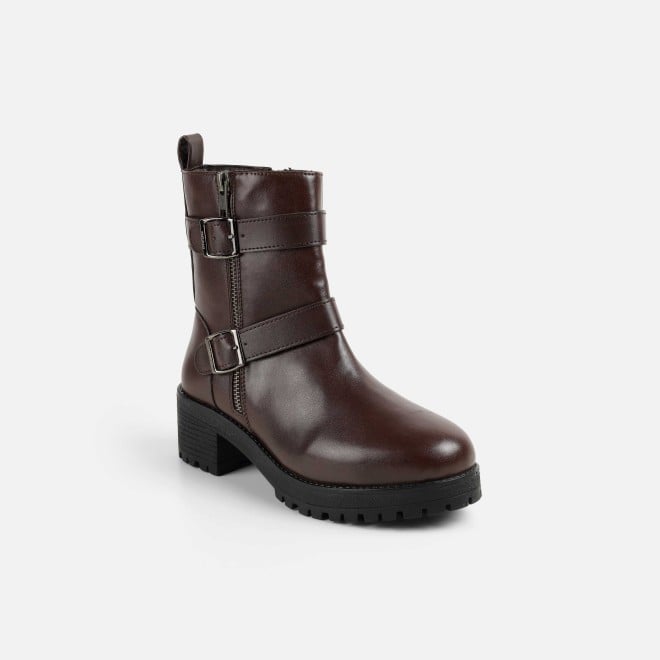 Mochi Women Brown Casual Boots (SKU: 31-689-12-36)