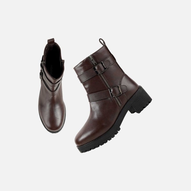 Mochi Women Brown Casual Boots (SKU: 31-689-12-36)