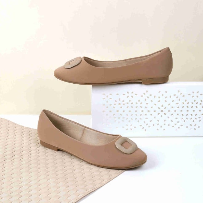 Mochi Women Beige Casual Ballerinas