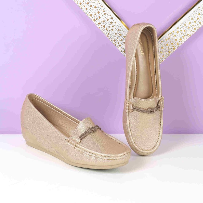 Mochi Women Gold Casual Loafers