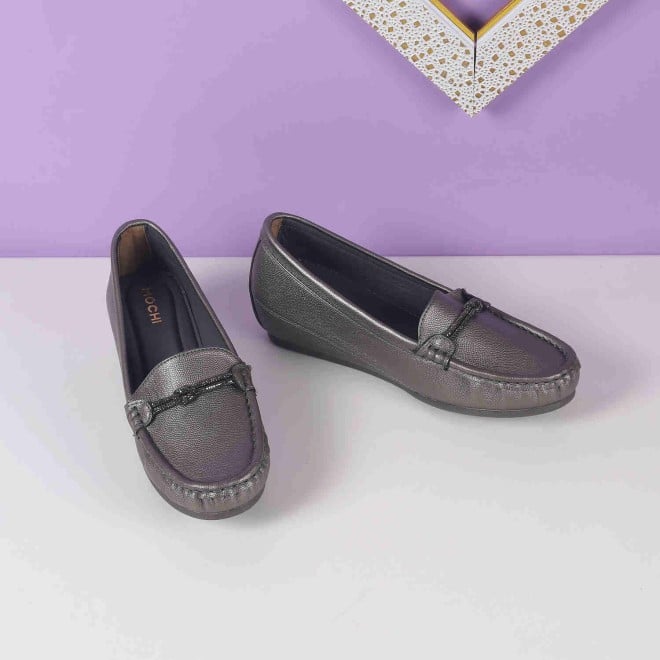 Mochi Women Gun-metal Casual Loafers