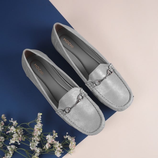 Mochi Women Silver Casual Ballerinas