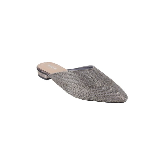 Mochi Women Gun-Metal Ethnic Slip Ons (SKU: 31-812-29-36)