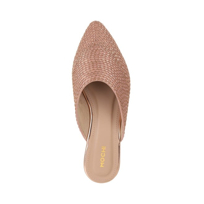 Mochi Women Rose-Gold Ethnic Slip Ons (SKU: 31-812-52-36)