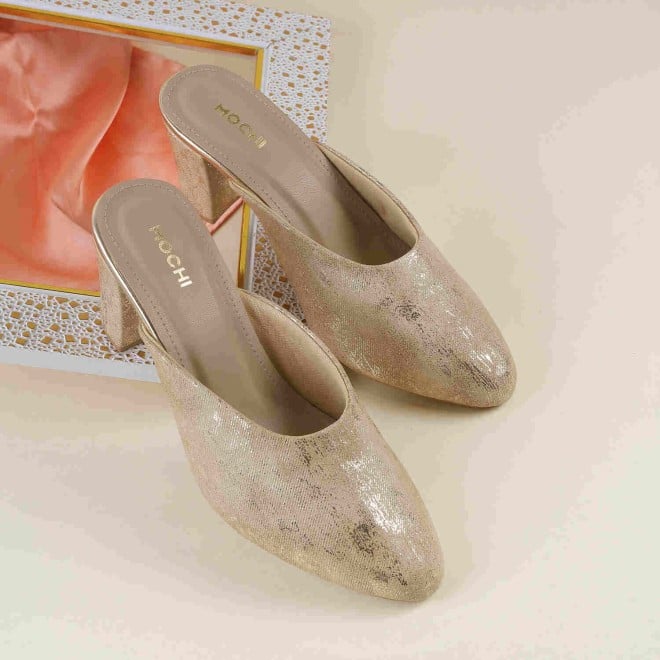 Mochi Women Gold Casual Slip Ons (SKU: 31-813-15-36)