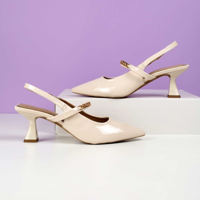 Mochi Women Beige Formal Sandals