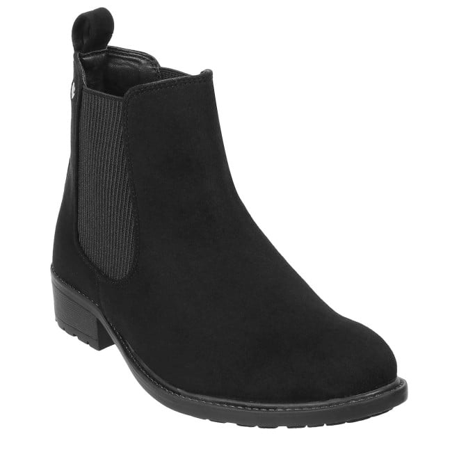 Mochi BlackSuede Casual Boots for Women