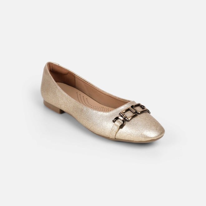 Mochi Women Gold Casual Ballerinas