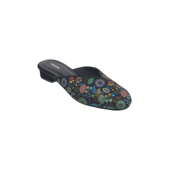 Mochi Women Black Ethnic Slip Ons
