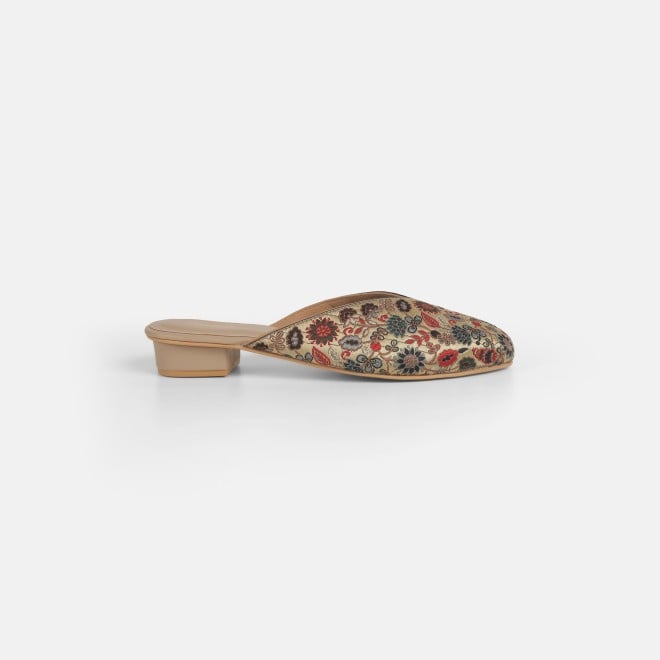 Mochi Women Beige Ethnic Slip Ons (SKU: 31-887-20-36)