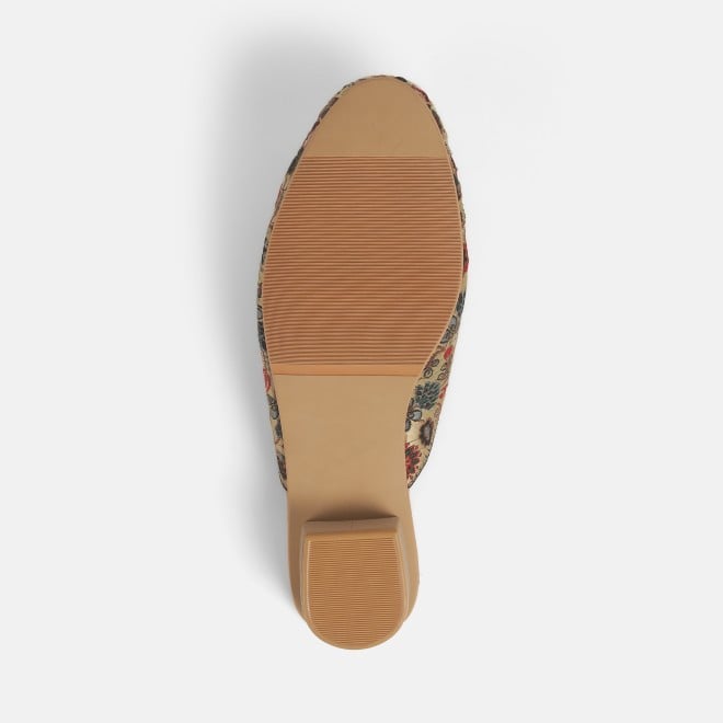 Mochi Women Beige Ethnic Slip Ons (SKU: 31-887-20-36)