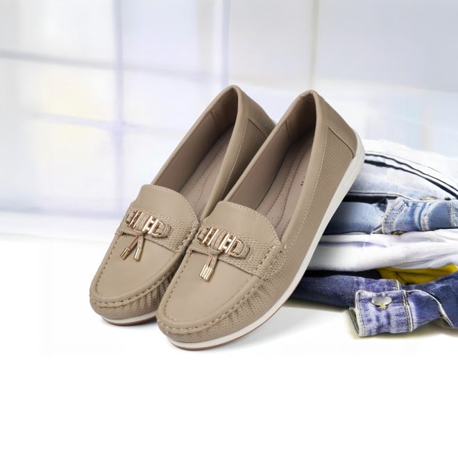 Mochi Women Beige Casual Loafers