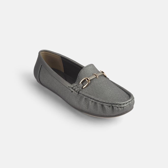 Mochi Women Gun-metal Casual Loafers