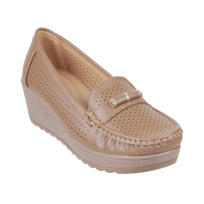 Mochi Beige Casual Loafers for Women