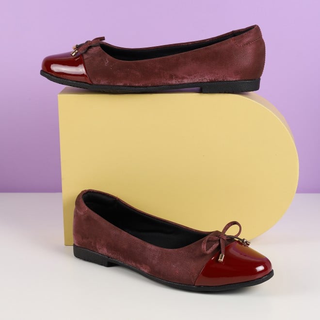Mochi Women Wine Casual Ballerinas