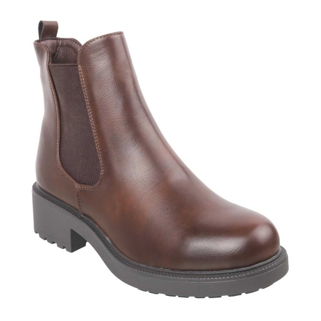 Mochi Brown Party Boots for Women