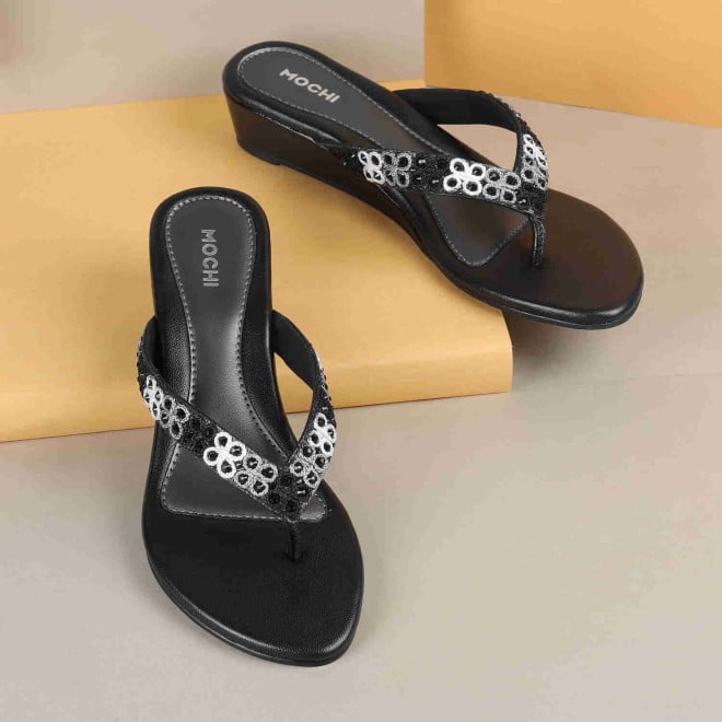 Mochi Women Black Casual Slippers (SKU: 32-1048-11-36)