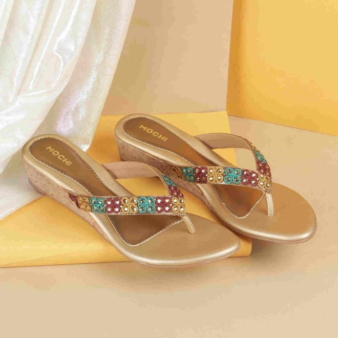 Mochi Women Antic-gold Casual Slippers (SKU: 32-1048-28-37)