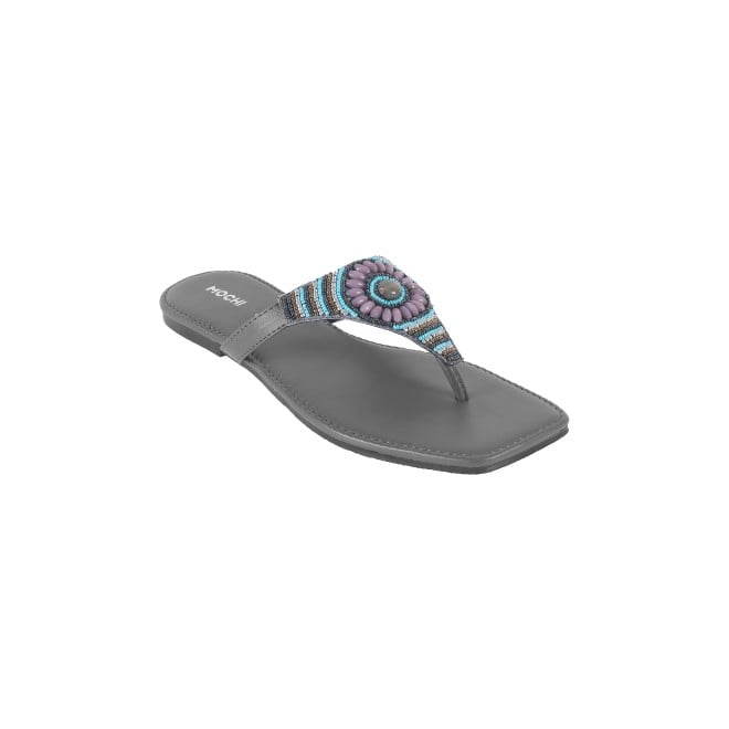 Mochi Women Grey Casual Slippers