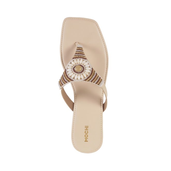 Mochi Women Beige Casual Slippers (SKU: 32-1051-20-36)