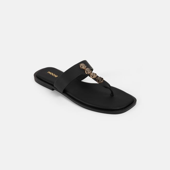 Mochi Women Black Casual Slippers