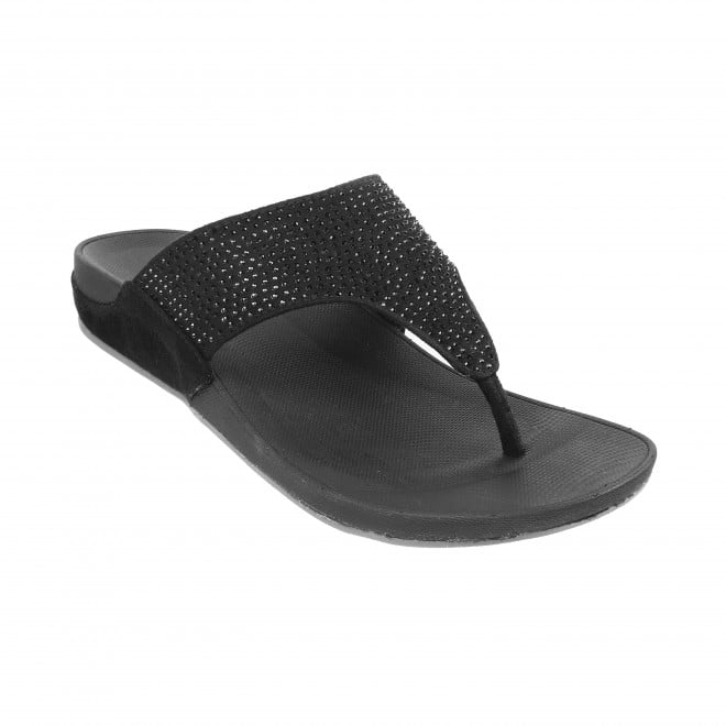 Mochi Women Black Casual Slippers