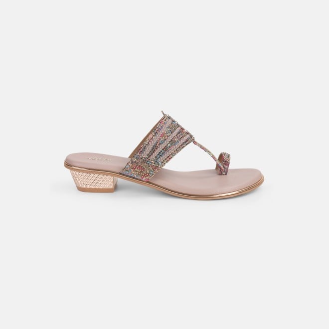 Mochi Women Peach Ethnic Kolhapuris (SKU: 32-1164-80-36)