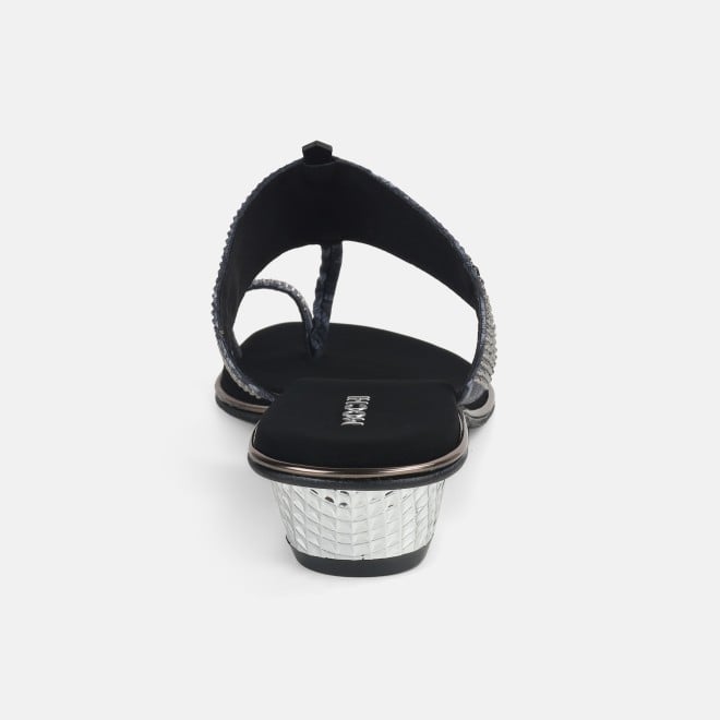 Mochi Women Black Ethnic Kolhapuris (SKU: 32-1164-11-36)