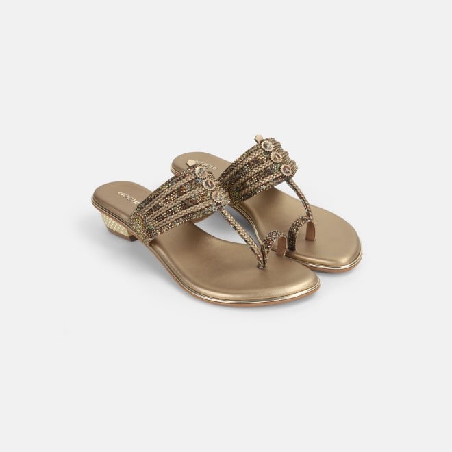 Mochi Women Antic-gold Ethnic Kolhapuris (SKU: 32-1164L-28-42)