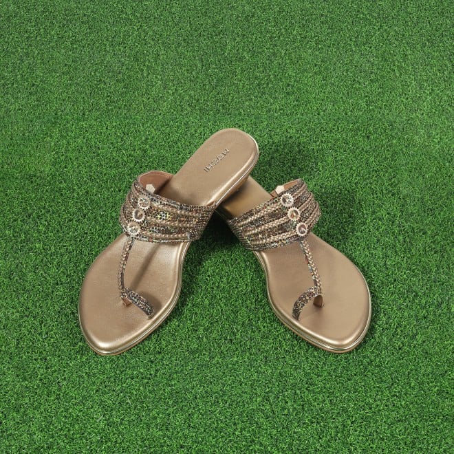 Mochi Women Antic-gold Ethnic Kolhapuris (SKU: 32-1164L-28-42)