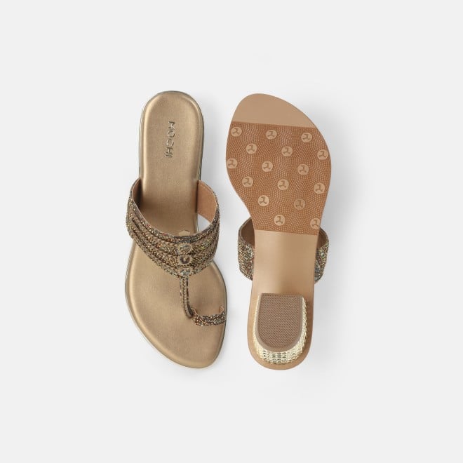 Mochi Women Antic-gold Ethnic Kolhapuris (SKU: 32-1164L-28-42)