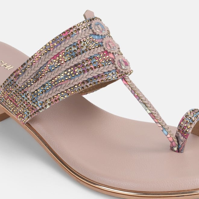 Mochi Women Peach Ethnic Kolhapuris (SKU: 32-1164L-80-42)