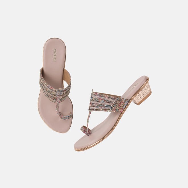 Mochi Women Peach Ethnic Kolhapuris (SKU: 32-1164L-80-42)