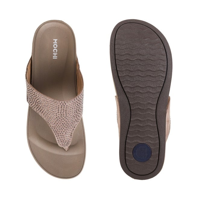 Mochi Women Beige Casual Slippers (SKU: 32-116L-20-42)