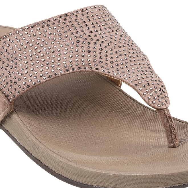 Mochi Women Beige Casual Slippers (SKU: 32-116L-20-42)