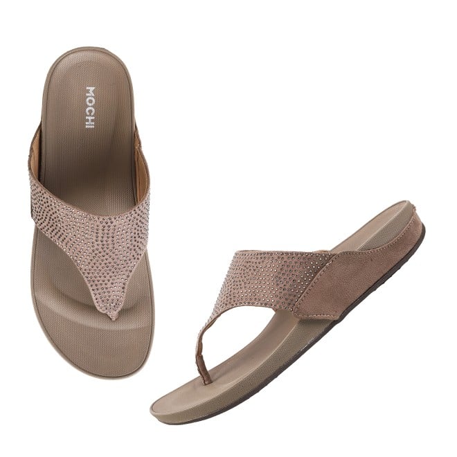 Mochi Women Beige Casual Slippers (SKU: 32-116L-20-42)