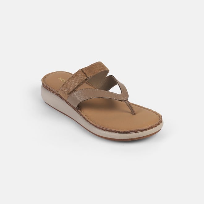 Mochi Women Beige Casual Slippers
