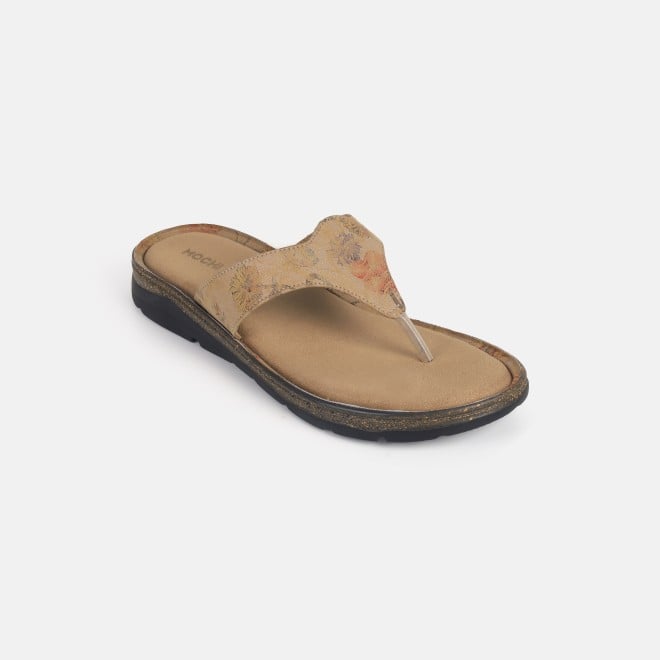 Mochi Women Beige Casual Slippers