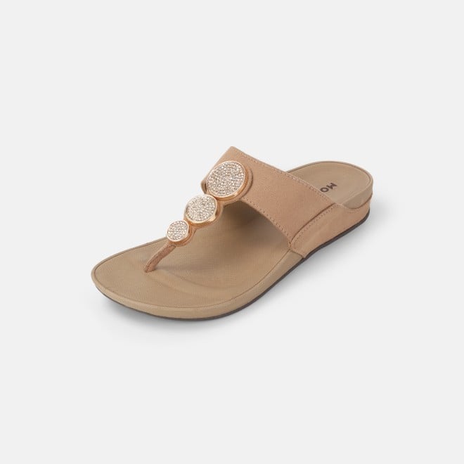 Mochi Women Gold Casual Slippers (SKU: 32-1194L-15-42)