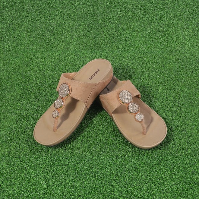 Mochi Women Gold Casual Slippers (SKU: 32-1194L-15-42)