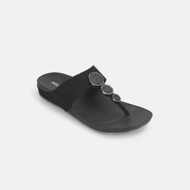 Mochi Women Black Casual Slippers